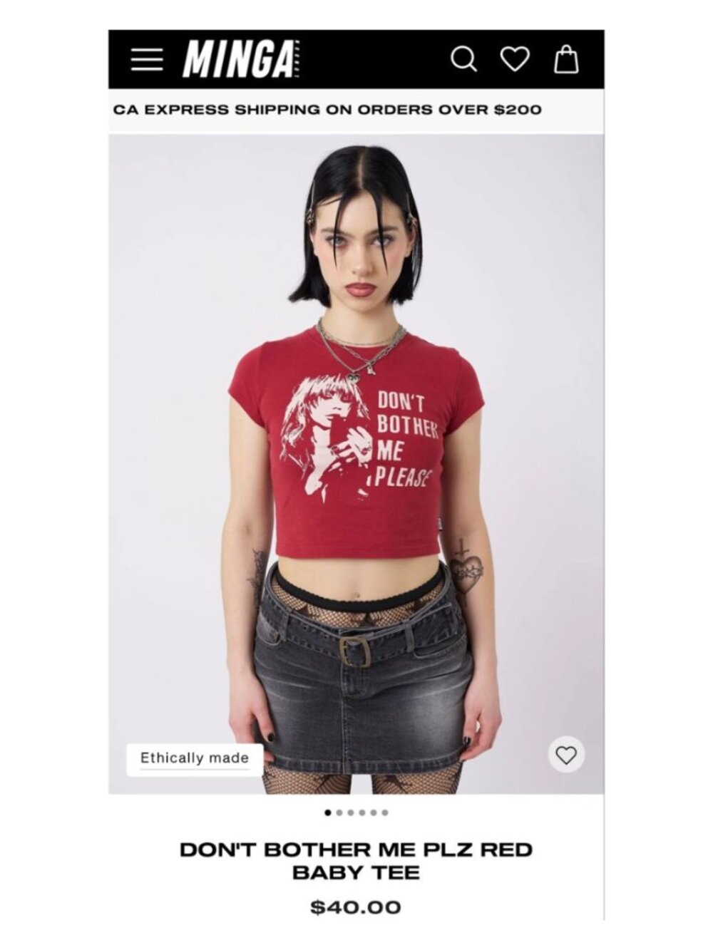 MINGA LONDON Don't Bother Me distressed graphic baby tee - Picture 2 of 6